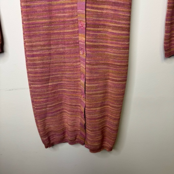 Aritzia Wilfred XS Stripe Ribbed Stretchy Knit Button Down 90s Midi Dress - Picture 6 of 14